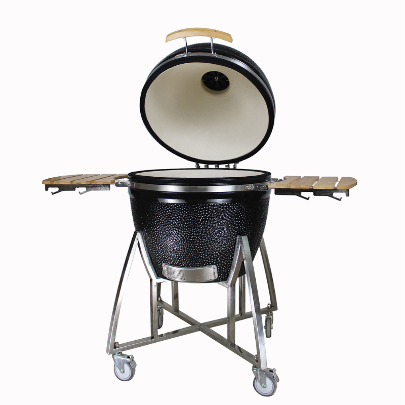 black kamado charcoal grill